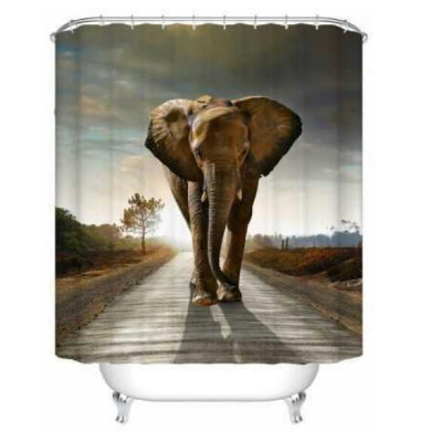 Elephant Theme Waterproof Shower Curtain
