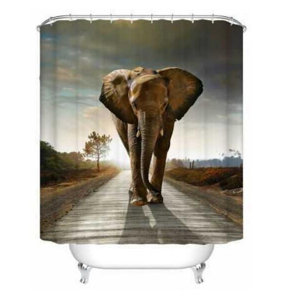 Elephant Theme Waterproof Shower Curtain